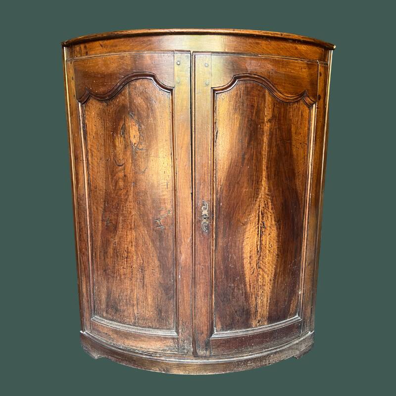 Pair of antique quarter-round corner cabinets in solid wood – Louis XV style