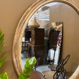 Round rattan mirror with ring