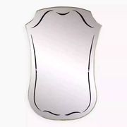 Free-form 60s screen-printed rearview mirror on gold frame