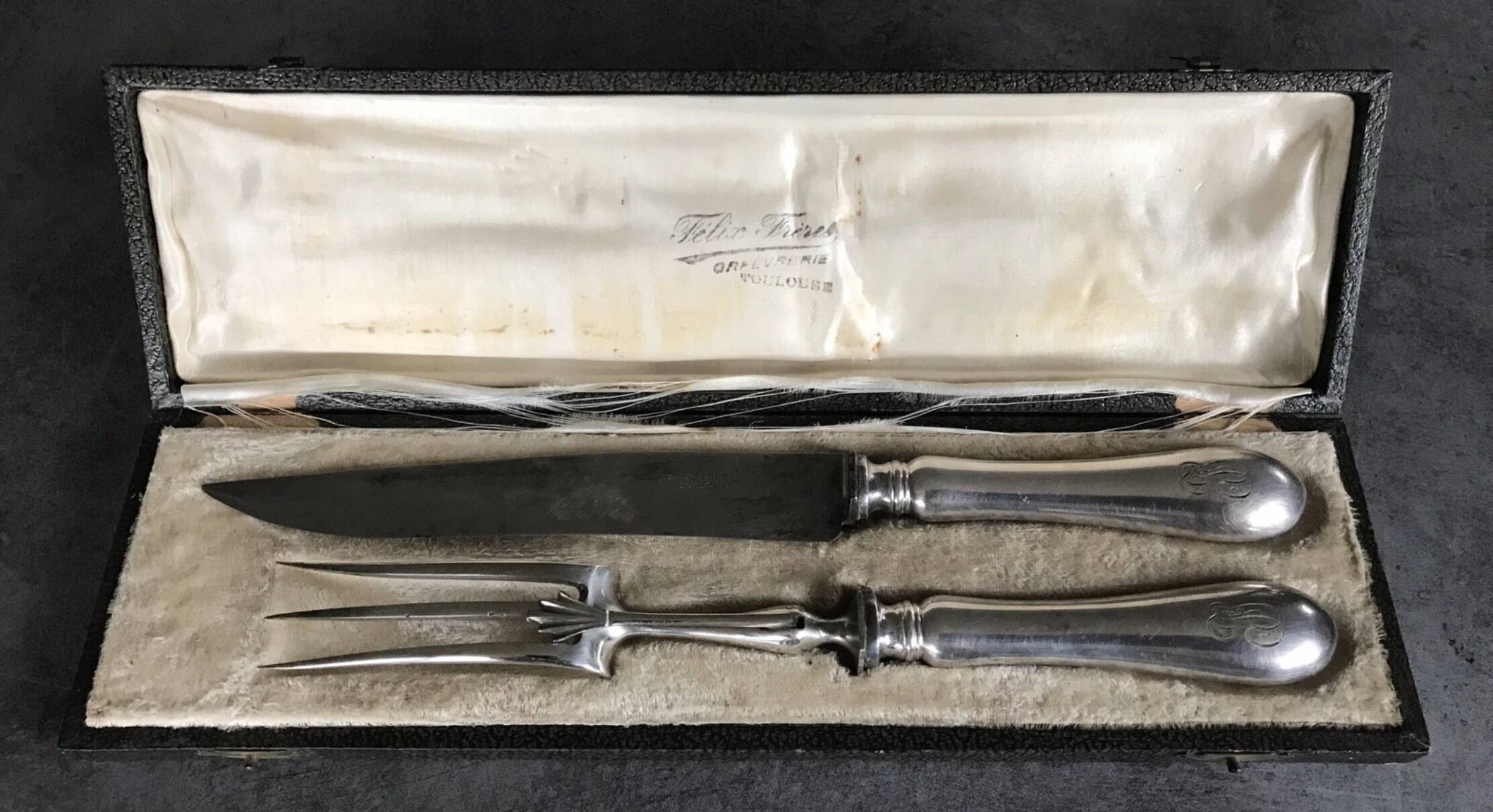 Carving cutlery set for leg of lamb, félix frères silverware