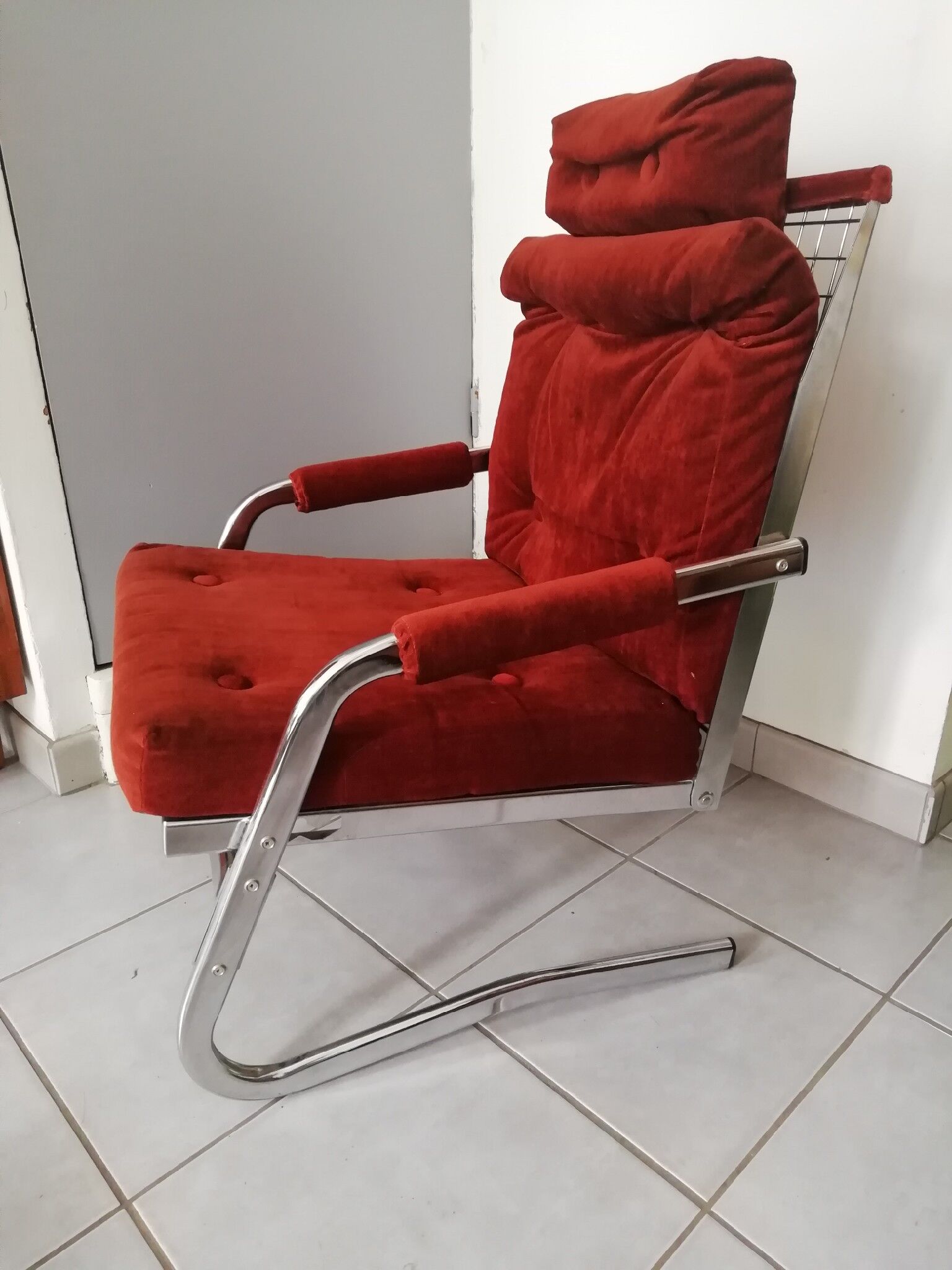 70s velvet armchair