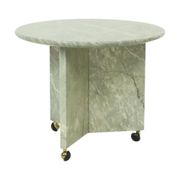 Table d'appoint ronde en marbre, table à plantes sur roulettes, années 1970