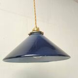Blue opaline cone pendant light
