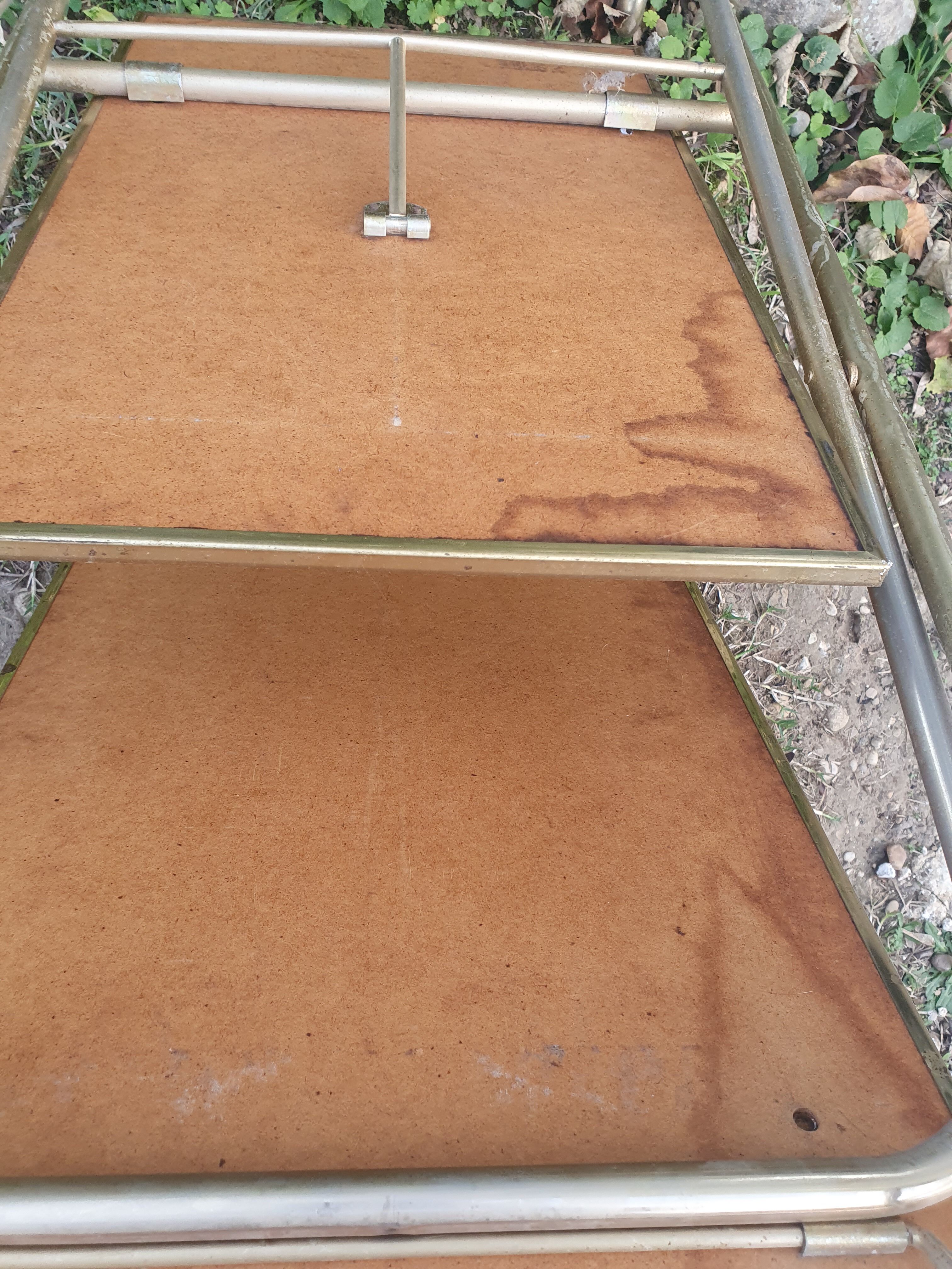 Vintage folding rolling service in Formica and brass plated