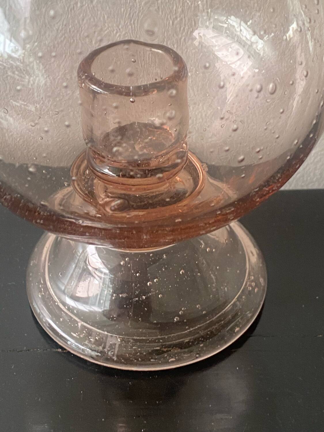 Blown bubble glass tea light holder