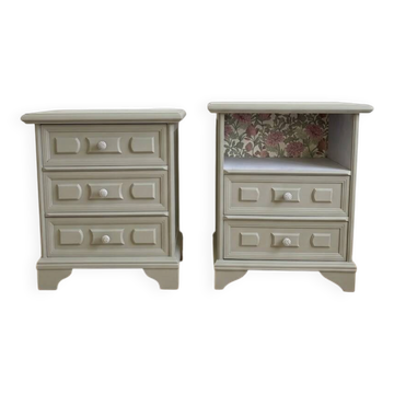 Pair of revamped clay green bedside tables