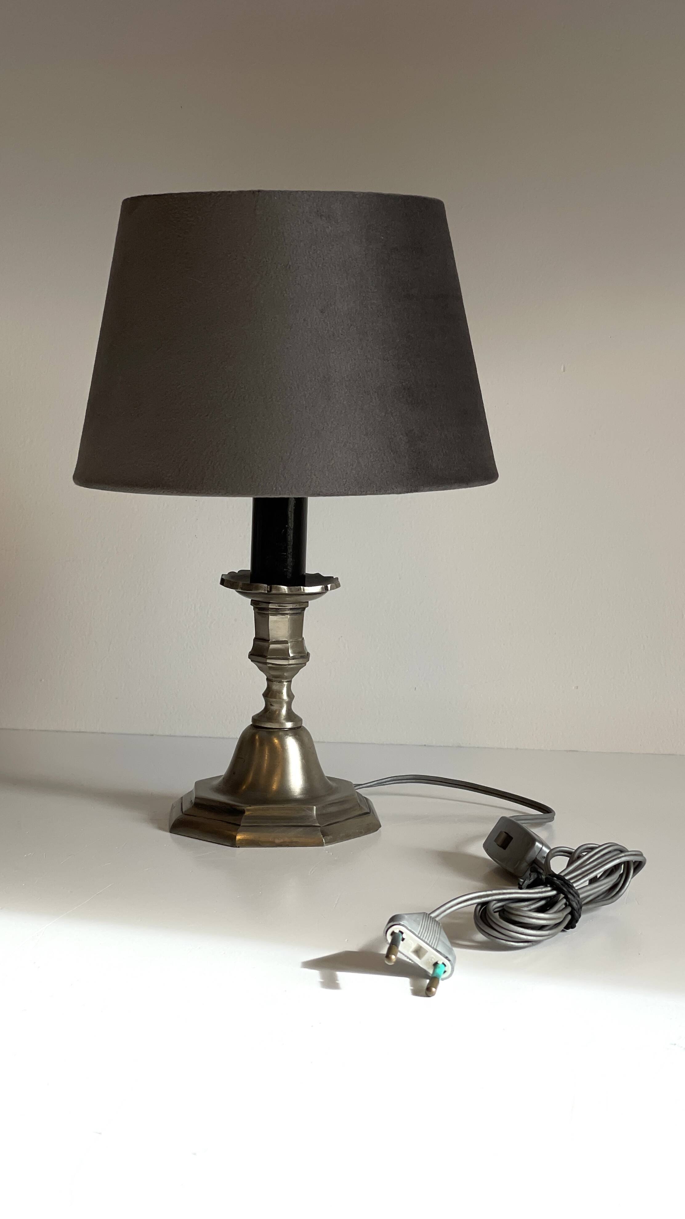 Lamp vintage steel and velvet candle holder