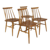 Set de 4 chaises "Fanett" en teck par Ilmari Tapiovaara, Suède, 1960