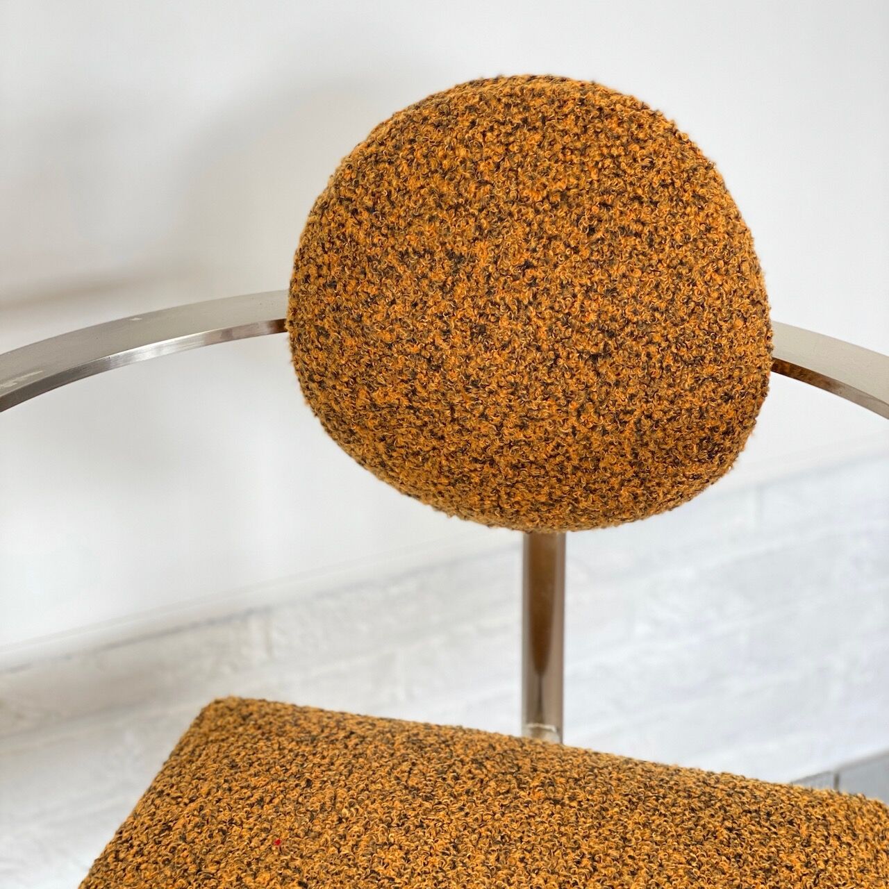 Set of 4 Belgo Chrom steel armchairs with bouclé