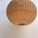 Hanging woven rattan lamp from the 1960s by Jansen Leuchten