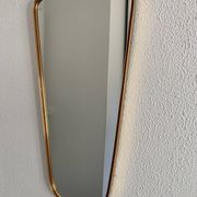 Vintage 1960s mirror asymmetrical free-form rearview mirror gold red - 71 x 3