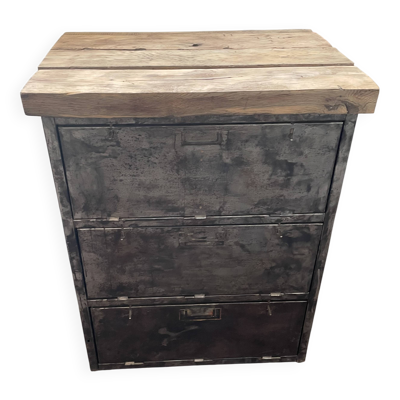 Meuble 3 clapets métal bois