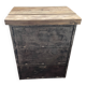 Furniture with 3 metal and wood flaps.