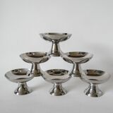 set of 6 designer stainless steel bowls 1970 6 X 9.5 cm