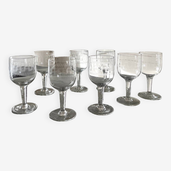 8 wine glasses on feet