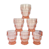6 vintage pink glasses art deco style
