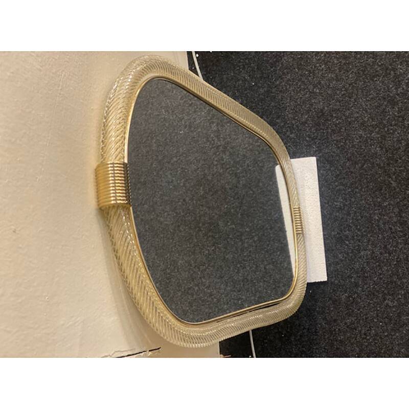 Impressive “Torciglione” Murano Glass Wall Mirror in Barovier Style