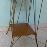 Formica side shelf, 2 shelves, gold metal - 60s