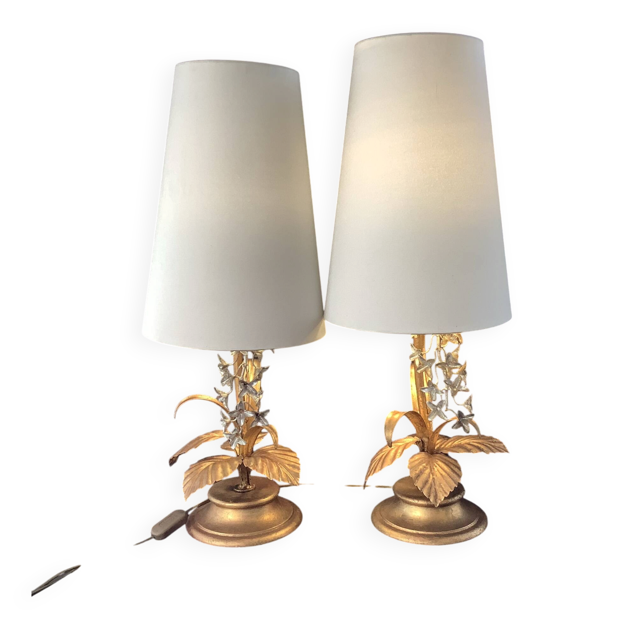 2 Lampes Attribuées Hans Kogl  1970 Hollywood Regency Glycine Dorure F