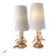 2 Lampes Attribuées Hans Kogl  1970 Hollywood Regency Glycine Dorure F