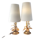2 Lampes Attribuées Hans Kogl  1970 Hollywood Regency Glycine Dorure F
