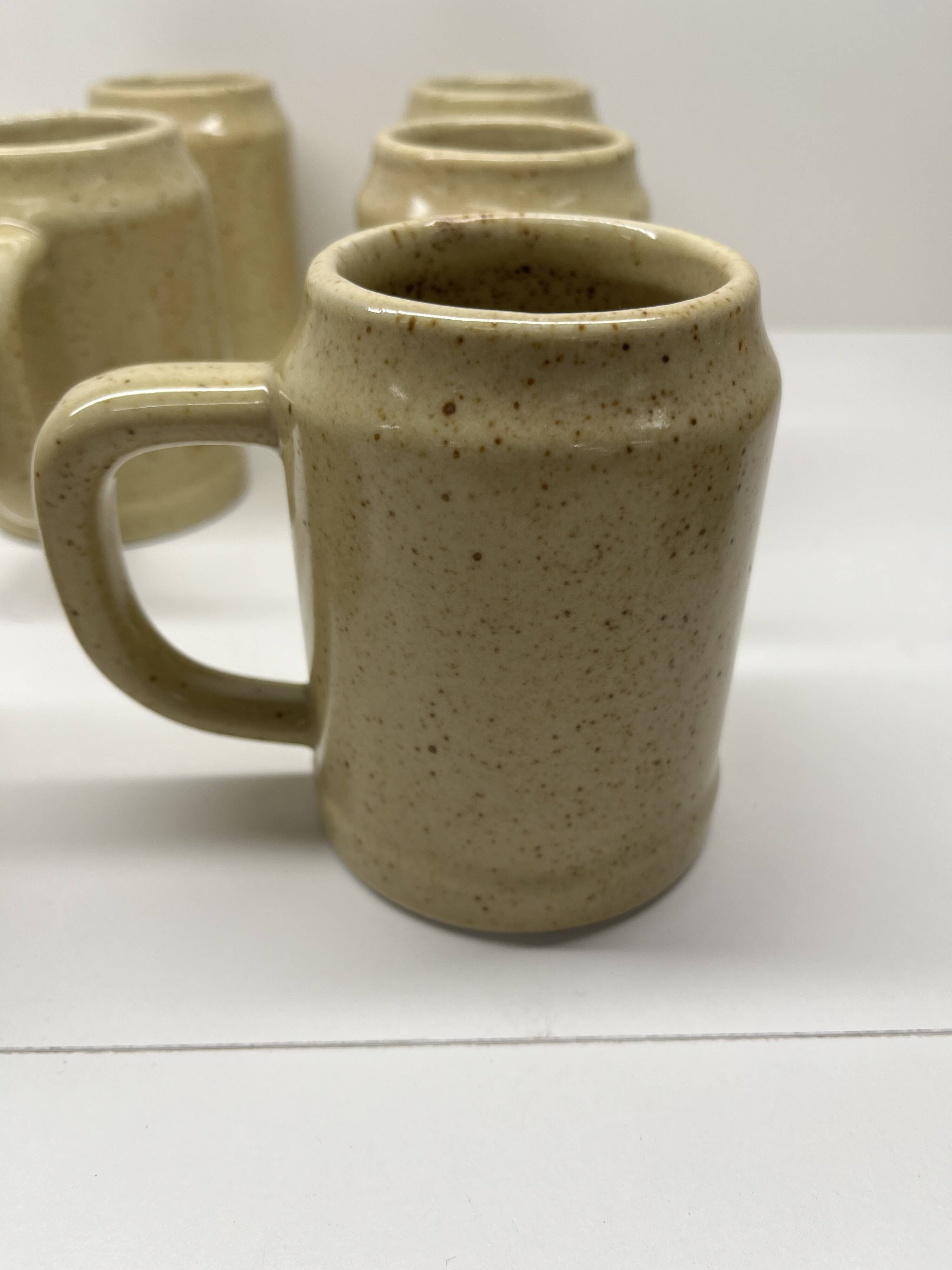 6 stoneware beer mugs