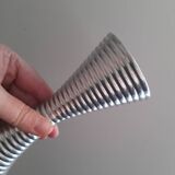 Pair of fluted aluminum candlesticks