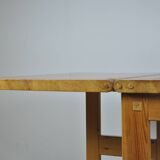 Vintage scandinavian pine drop-leaf dining table, edvin helseth, norway 70s