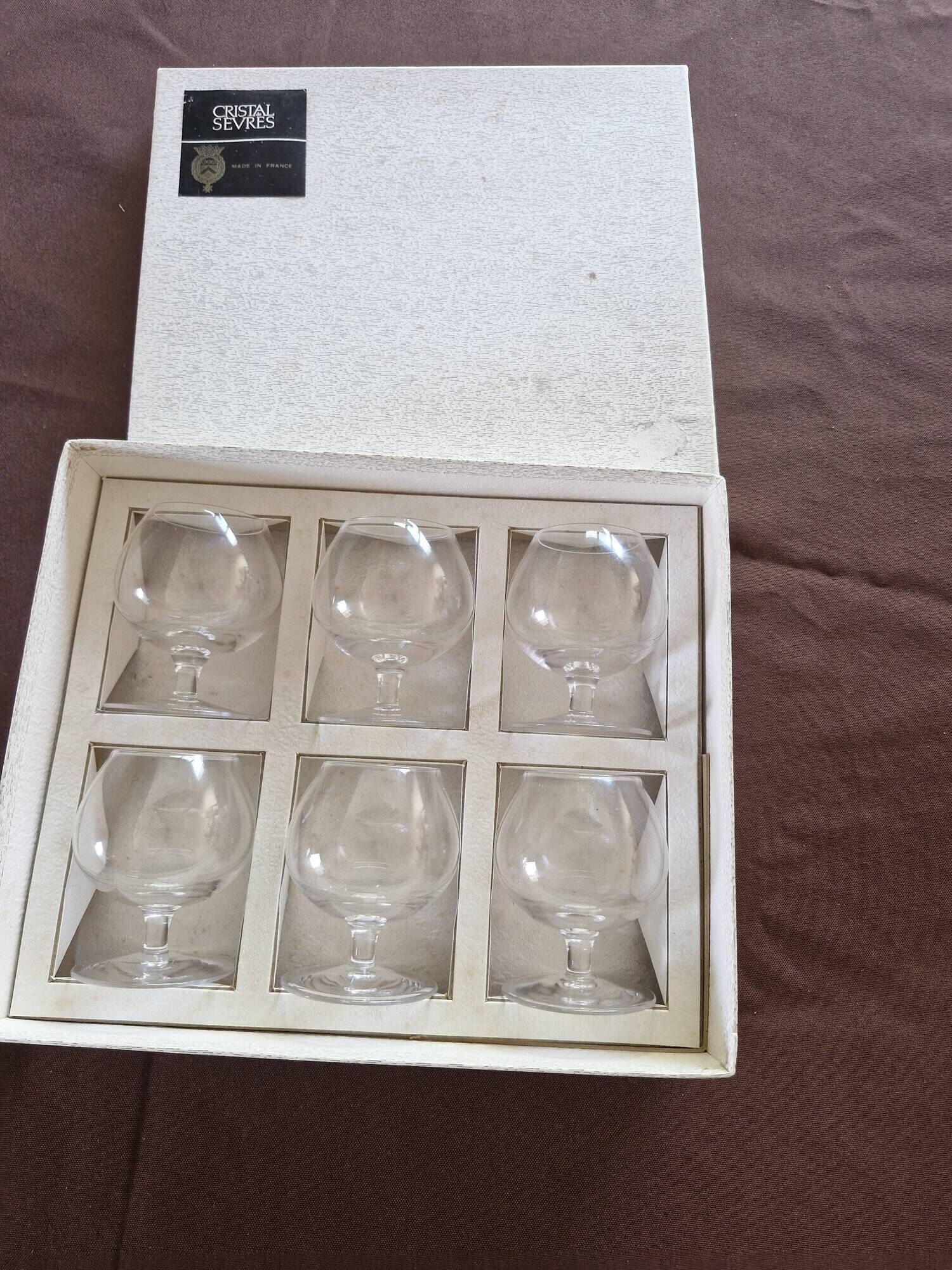 Box of 6 crystal cognac glasses from sèvres –