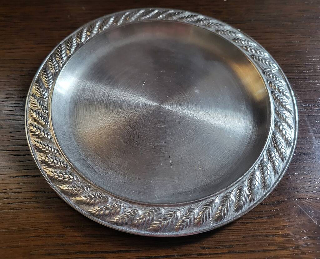 Silver Plated Small Tray Decorated with Wheat Ears