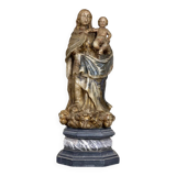 Vierge à l’enfant en albâtre, trace importante de polychromie, Flandre XVIème siècle