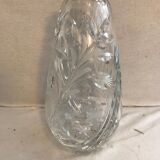 Antique crystal vase cut & polished flower design made in France