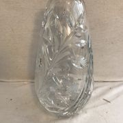 Antique crystal vase cut & polished flower design made in France
