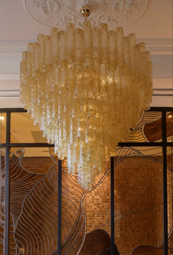 Lustre Art Deco 6 étages verre de murano diamètre 126cm