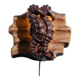 Brutalist ceramic Seahorse wall ight, 1970s