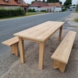 Set farmhouse table and 2 benches