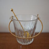 Glass ice bucket and metal dore