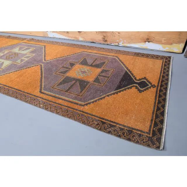 Tapis de couloir en laine turc oushak vintage fait main 111x385