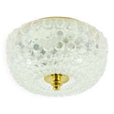 Grand Plafonnier/Plafonnier Mid-Century en Verre Bullé par Helena Tynell pour Limburg, Allemagne, 1960