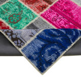 Handwoven oriental overdyed 204 cm x 304 cm multicolor patchwork rug