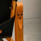 Kaare Klint Safari Chair in Black Leather and Ash for Rud Rasmussen, Denmark