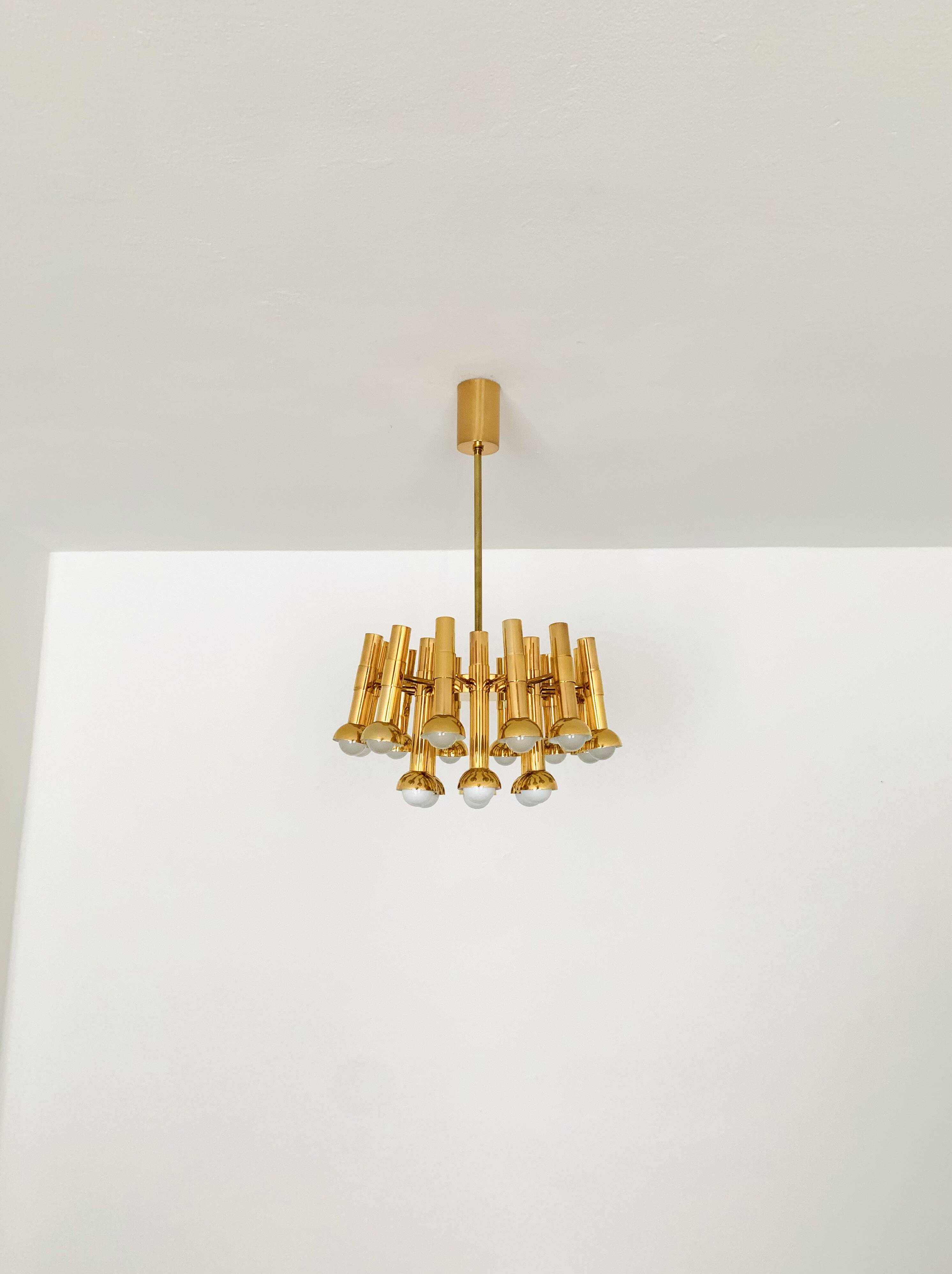 Brass Chandelier by Gaetano Sciolari