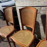 Six Art Deco chairs, 1960s, beech and cane