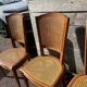 Six chaises Art Déco , années 60 hêtre et cannage