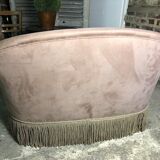 Vintage toad sofa trimmed with taupe-coloured velvet