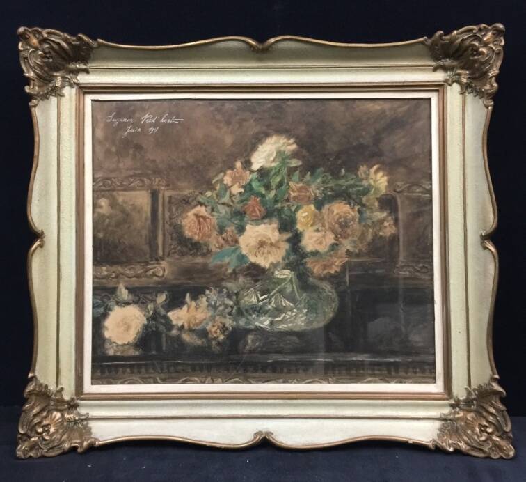 Painting “Still life with roses”. Watercolor.