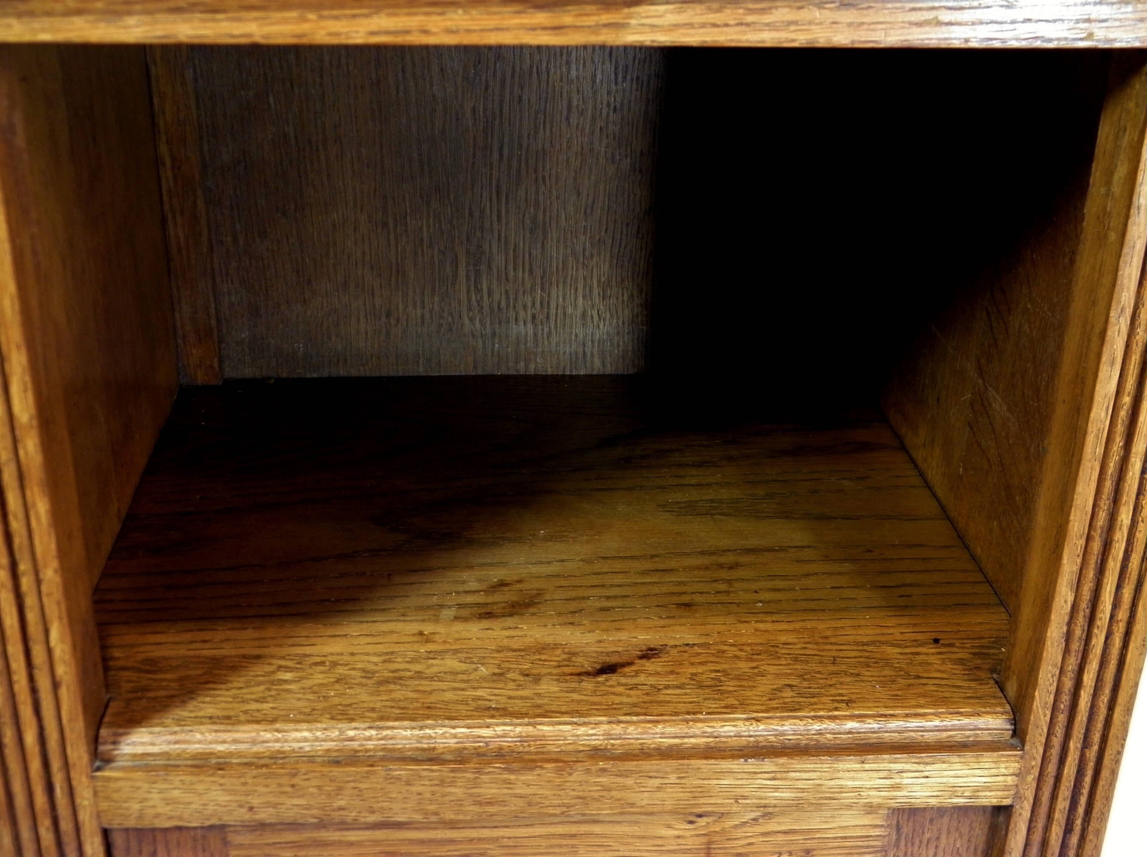 ART DECO OAK AND MARBLE BEDSIDE TABLE