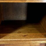 ART DECO OAK AND MARBLE BEDSIDE TABLE