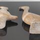 Two vintage birds in carved stone - Brutalist style / pop art