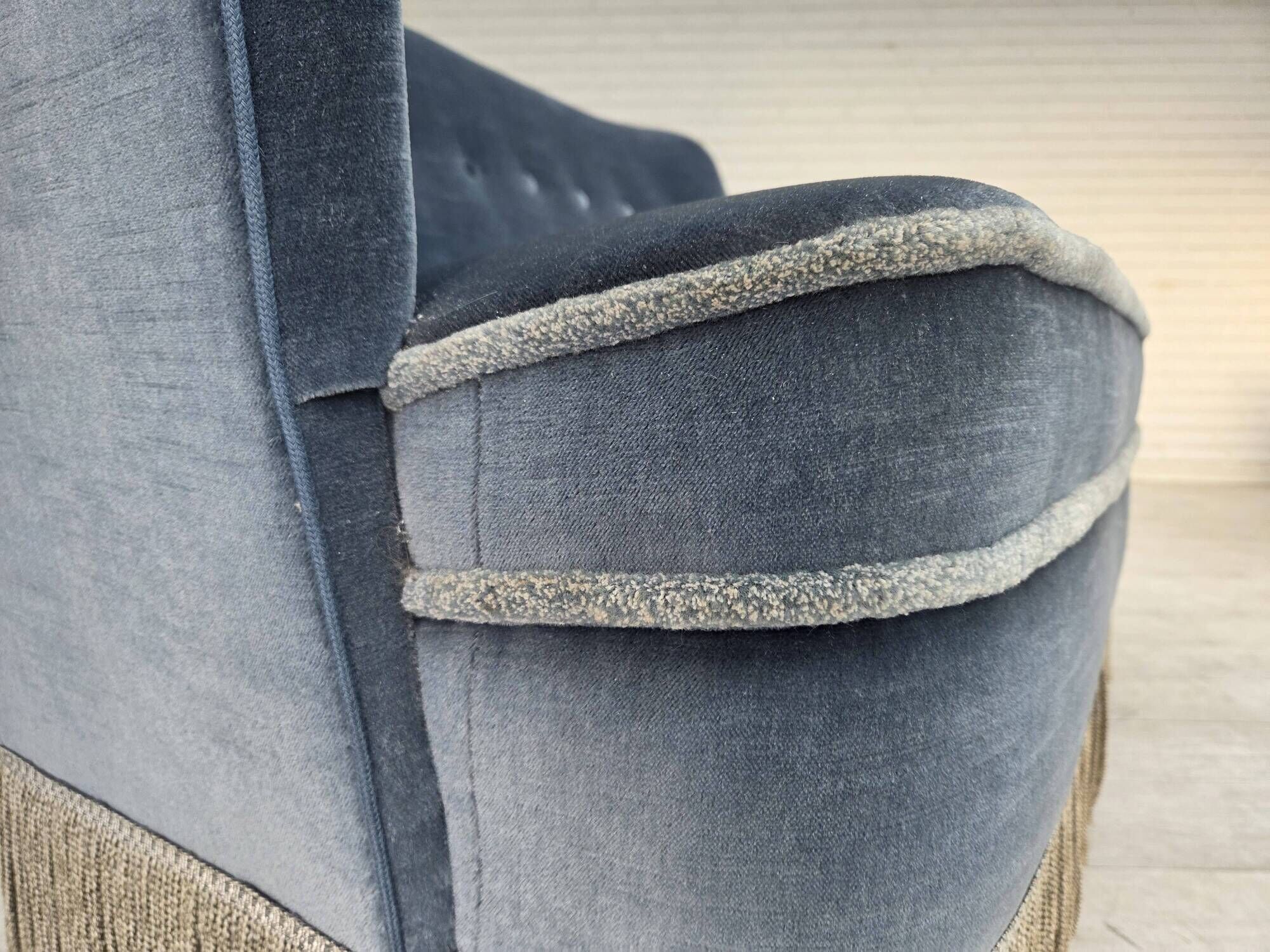 1970s, Danish 2-seater sofa, furniture velour, beech wood.